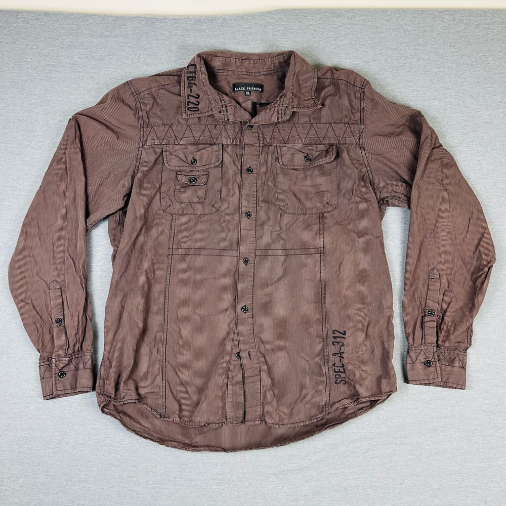 Affliction Men's Brown Shirt Jacket with Skull Detail